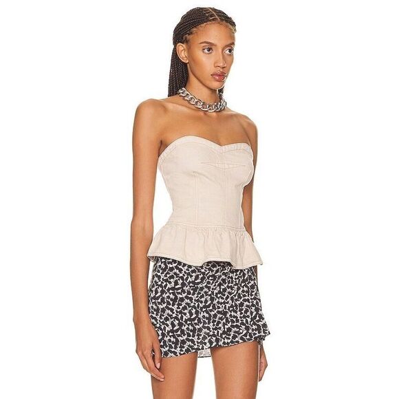 Isabel Marant Etoile Solizinia strapless denim peplum top - Picture 2 of 15